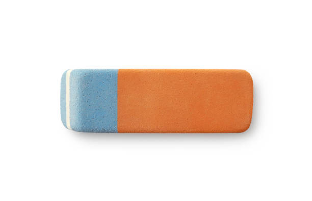 Rubber pencil and ink eraser close-up isolated on white background top view