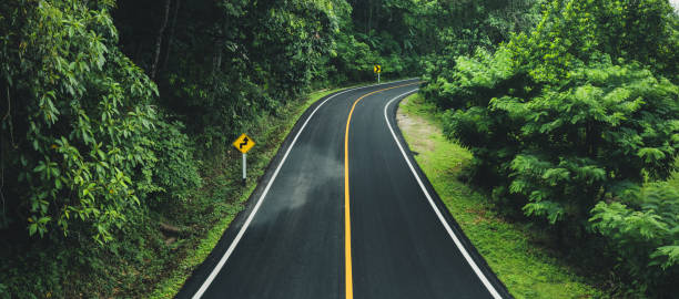 istock Green forest road, green travel and transportation 2165367148