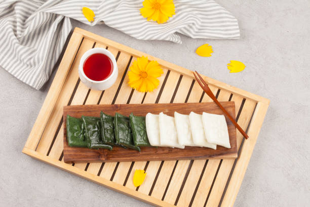 istock Rice cake made by pressing with rice cake meat into a square or round shape. It can also be made with things like mugwort or dyed in various colors. 2165368634