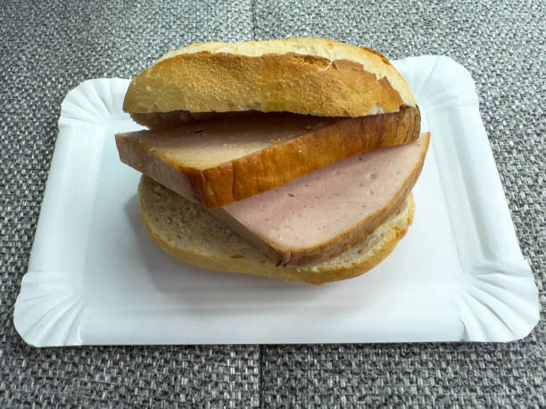 A German Leberkase in a bread bun