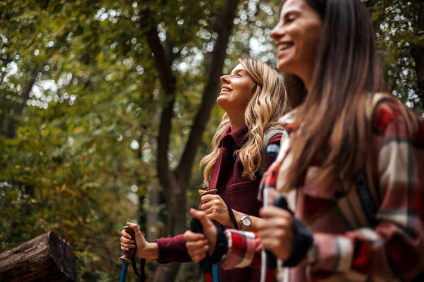 Free Stock Photo of Two relaxed young caucasian women hiking in the ...