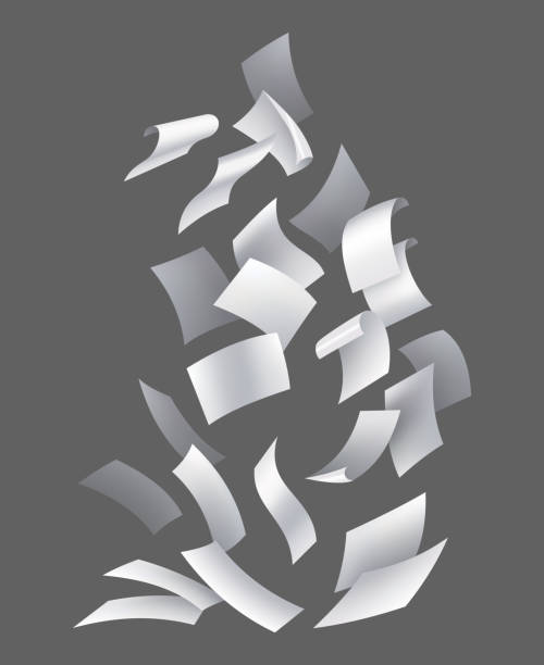 istock Realistic falling paper sheets. Set of flying curved leaves of paper. Vector loose soar of notes with curled edges. Fly scattered notes, empty chaotic paperwork 2165379414