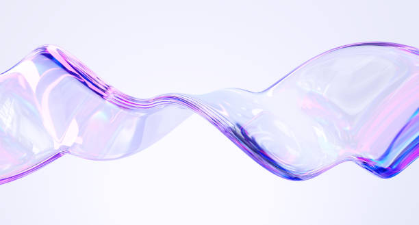 istock Wavy Glass shape with colorful reflections on light background. 2165380811