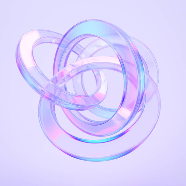 istock Glass shapes with colorful reflections composition. 3d rendering illustration. 2165380849
