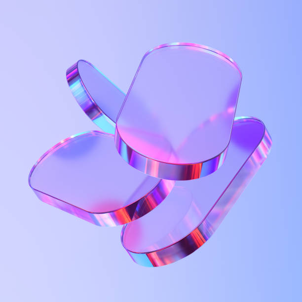 Glass shapes with colorful reflections composition.