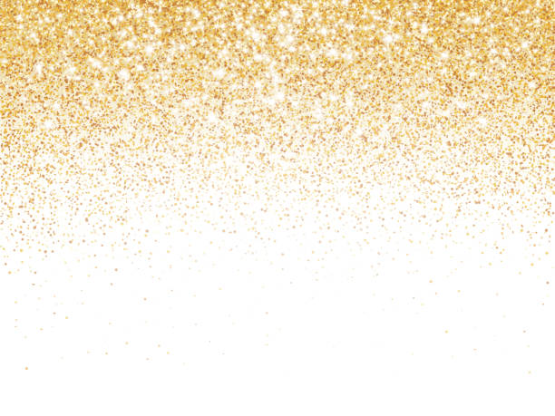 istock Golden glitter lights isolated on white background. Sparkling glittering rain effect. Celebration backdrop for Christmas, wedding, birthday party. Luxury metallic frame, border. Vector. 2165384169