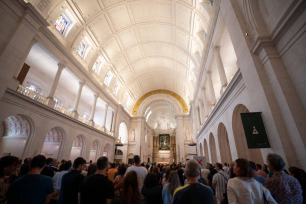 Tourists at the Sanctuary of Fátima in Santarém, Portugal