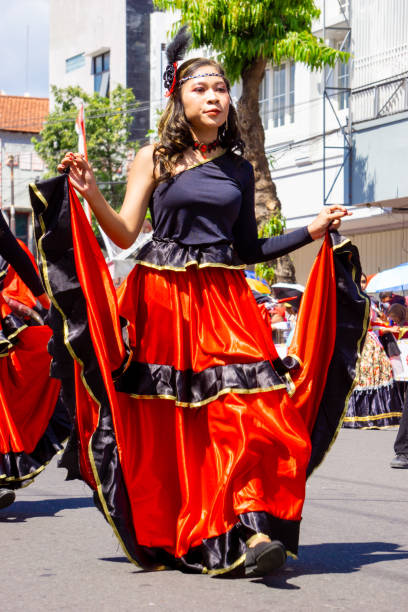 Blitar, East Java, Indonesia - June 13, 2024 : Salsa dance from Spain. Salsa dance is performed in pairs and accompanied by Bosanova or Latin American rhythms.