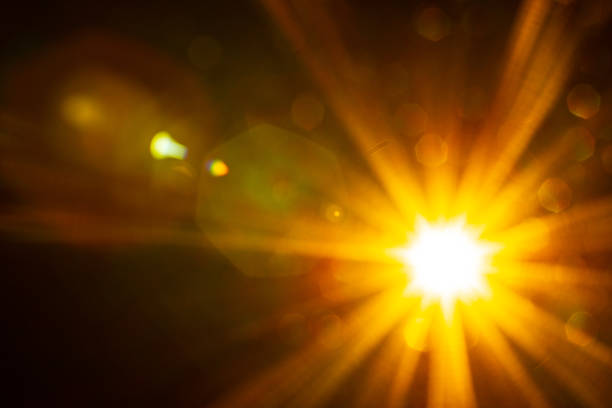 Sun flare on the black background