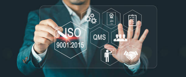 iso 9001:2015 standard certification standardisation quality control (qms) concept - 2015 imagens e fotografias de stock