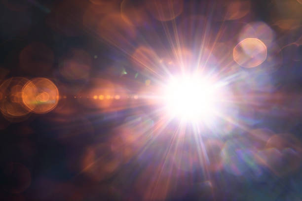 Abstract imitation sun starlight distant galaxy on a black background. -image