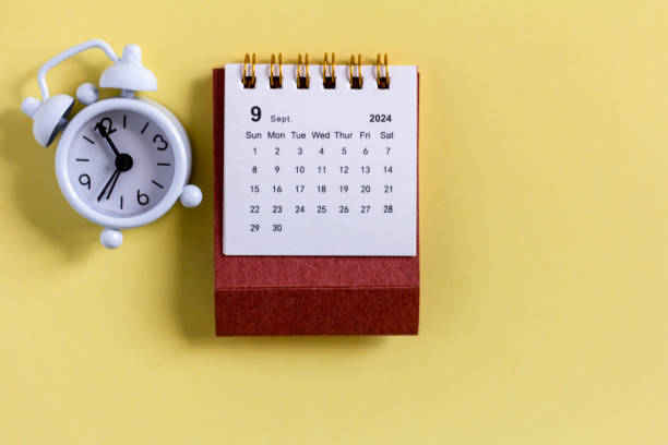 istock Calendar for September 2024 on a yellow background. 2165387861
