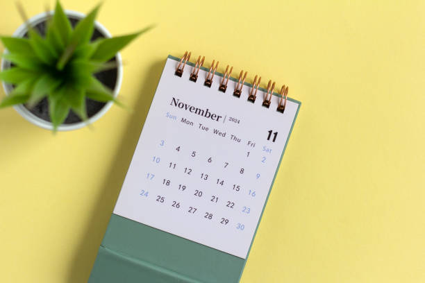 Hello November. Desk calendar for planning November 2024.
