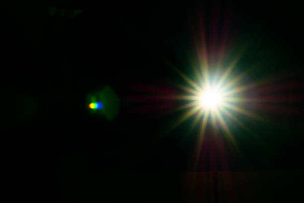 Sun flare on the black background