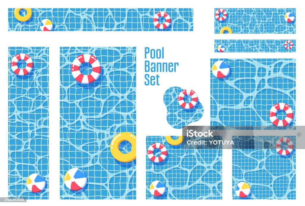 June Pool Banner Banner Set Of Pool Illustrations Stock Illustration - Download Image ...
