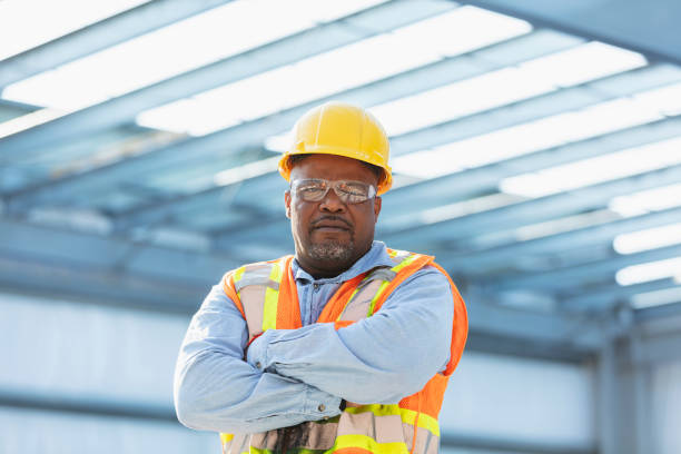 African-American construction worker at job site