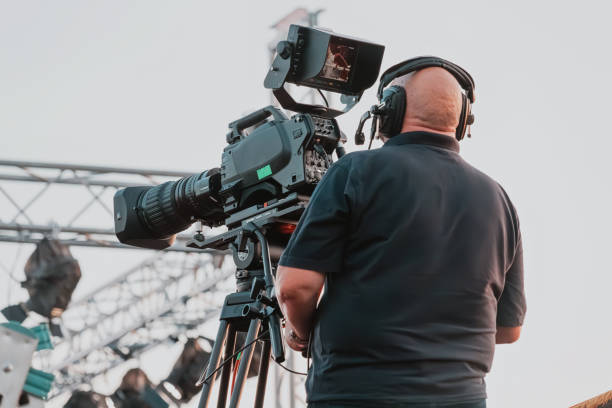 24 May 2024, Belgrade, Serbia: Videographer recording a television show with high-tech camera equipment