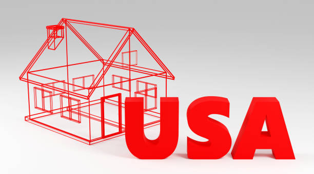 istock Luxury red inscription usa on grey podium, soft light, smooth background, 3d rendering 2165410522