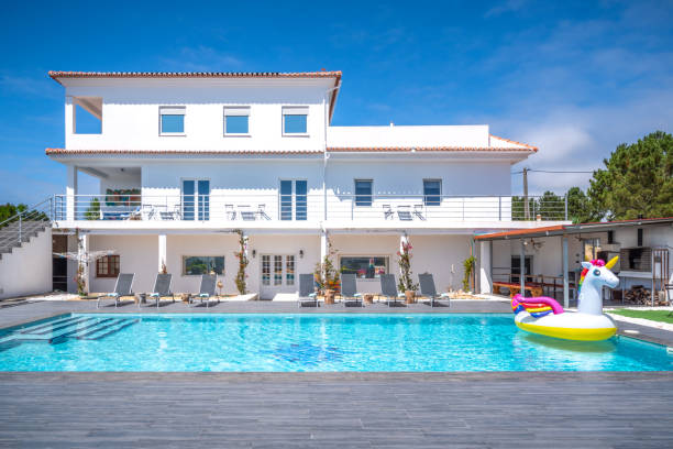 istock Modern Villa with Unicorn Pool Float in Portugal 2165412898