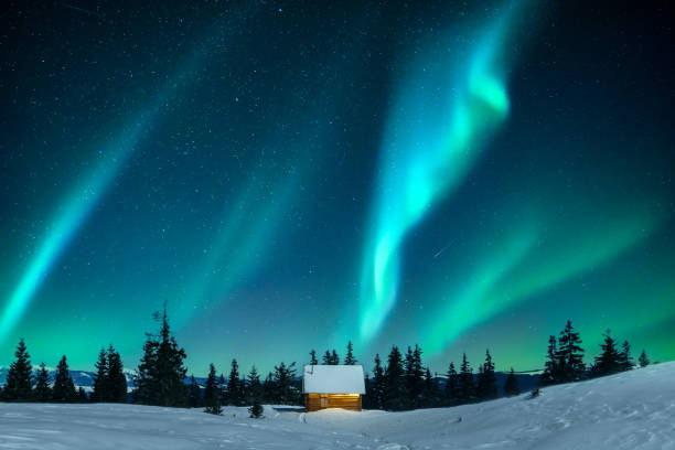 istock Fantastic landscape with northen light 2165413121