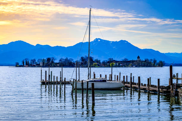 jetty at the chiemsee lake - bavaria