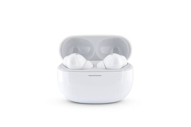 istock Modern wireless earbuds headphones isolated on white background 2165419476