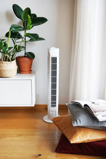 istock White tower fan in a modern interior 2165422590