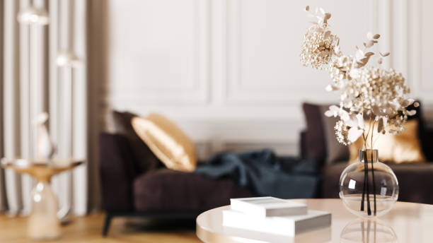 A living room detail with modern furniture, cgi