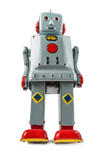istock An antique tin robot toy airplane isolated in white with clipping path. 2165431171