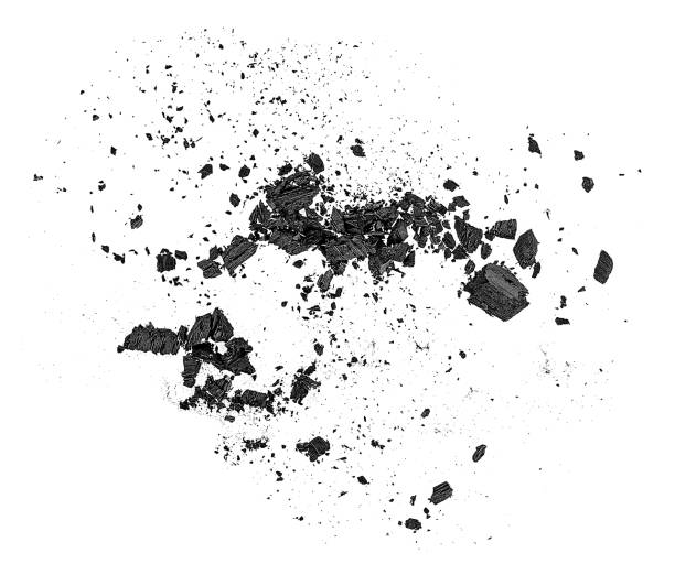 istock Charcoal particles and fragments isolated on a white background, top view. Black coal dust. 2165432009