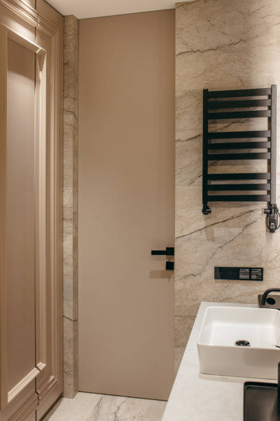 istock Close up door inside modern bathroom 2165432409