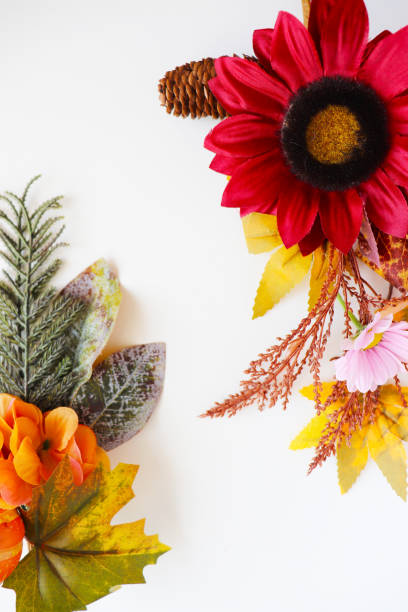 istock Autumn postcard layout with colorful flowers 2165433939