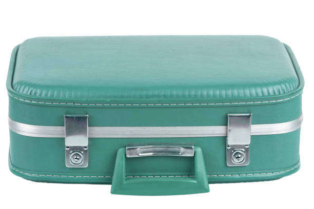 istock Vintage blue suitcase isolated on white background. 2165435131