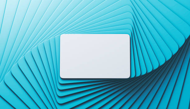 Blank white credit card on abstract blue background