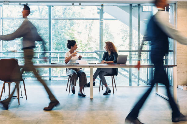 Business conversation in a modern office