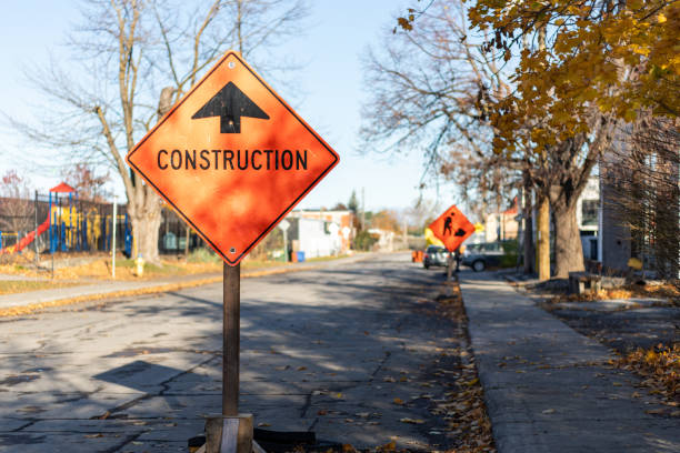 istock Construction sign on the road in Ottawa, Canada 2165446257