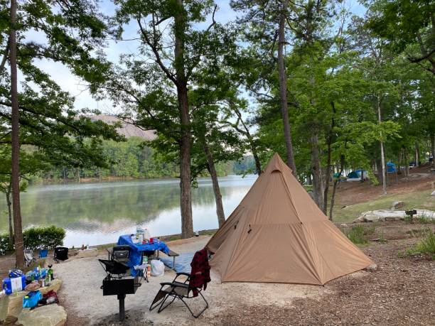 istock Campsite by the Lake 2165446450