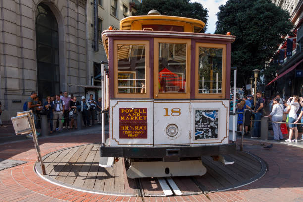 Cable Car, California Street, San Francisco, California, USA. Sepia toned.