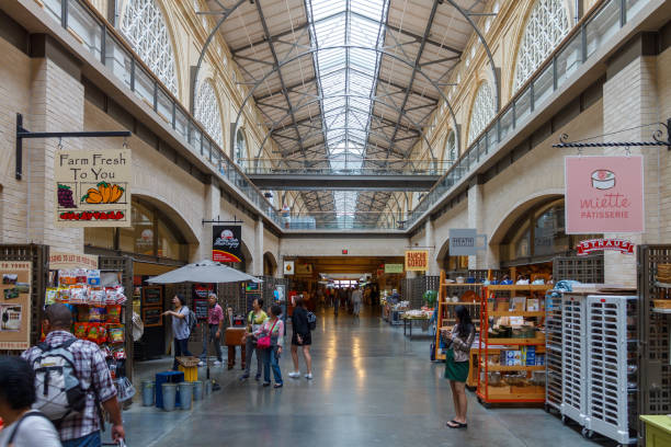 San Francisco, CA, USA - September, 18th, 2014: The shops and restaurants inside Ferry Building marketplace, downtown San Francisco, California.
