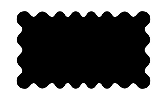 Text Box Rectangular Sticker Rectangular Shape With Wavy Borders Scalloped Rectangle Empty Text Box ...