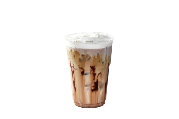 istock Mocha ice coffee and coffee beans serving on white background,isolate concept. 2165454694