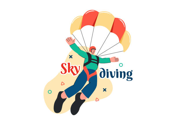 istock Skydiving Vector Illustration with Skydivers Use Parachutes and Sky Jumping for Outdoor Activities in a Flat Extreme Sport Style Cartoon Background 2165457594