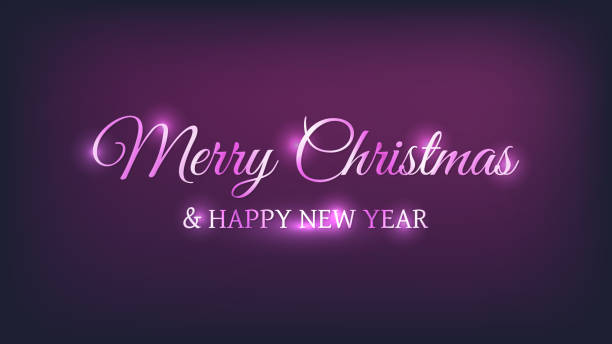 istock Merry Christmas and Happy New Year neon background 2165462496