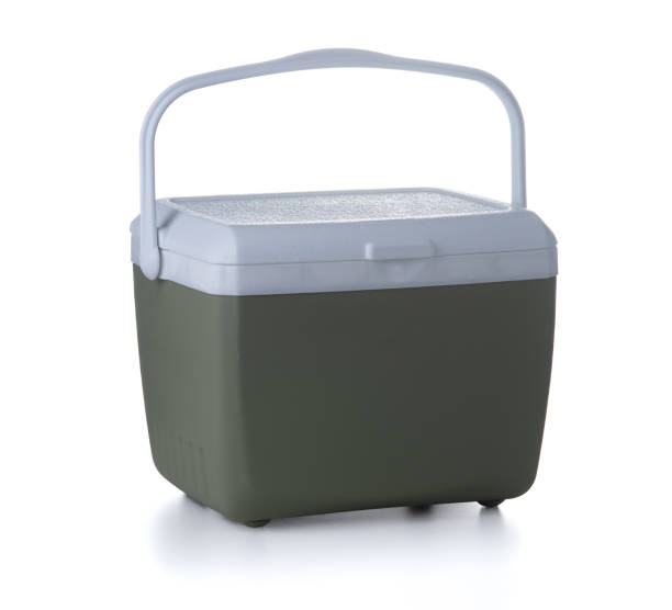 istock Green plastic cooler isolated on white background 2165465171