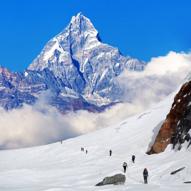 istock hikers on glacier, mount Machhapuchhre or Machhapuchhare 2165465872