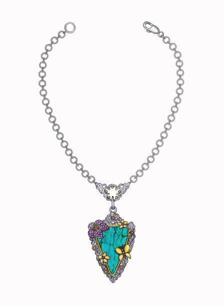 istock Necklace fancy art set with turquoise and gems. 2165466528