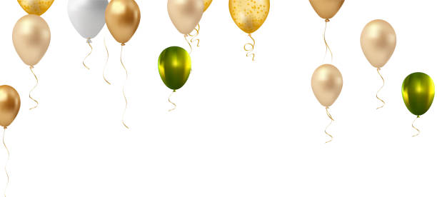 istock Balloons header background. Party card with colourful balloons. Balloon background 2165474729