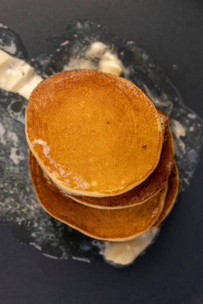 istock thin hot pancakes with butter on a blue plate 2165476492