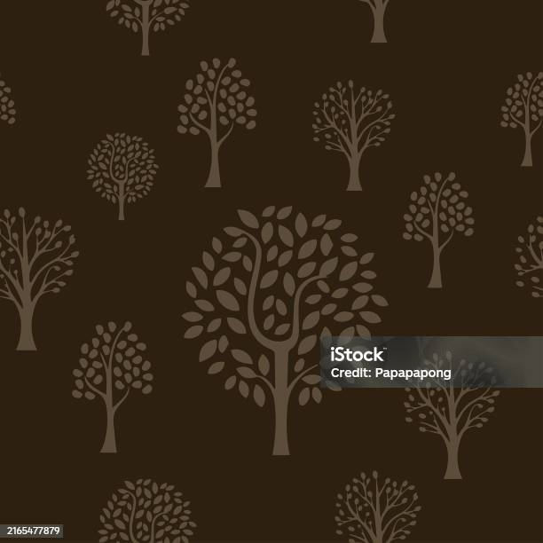 Seamless Tree Post Tree Seamless Pattern With Leaves Elements Stock Illustration ...