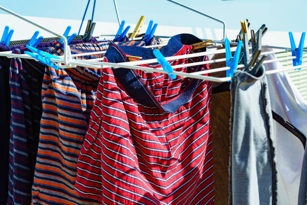 istock Clothes hanging to dry outdoor 2165479897